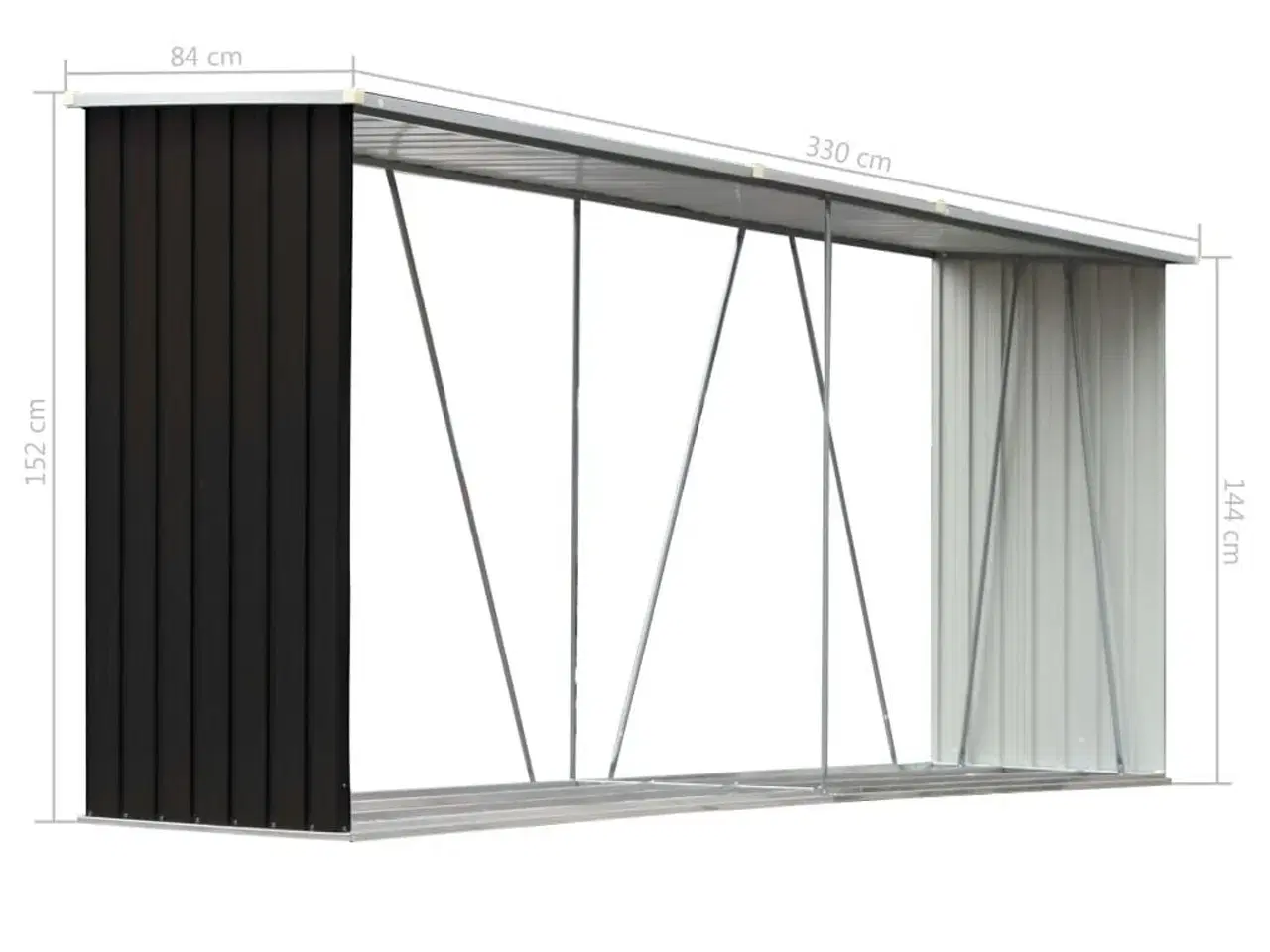 Billede 6 - Brændeskur til haven 330x84x152 cm galvaniseret stål antracitgrå