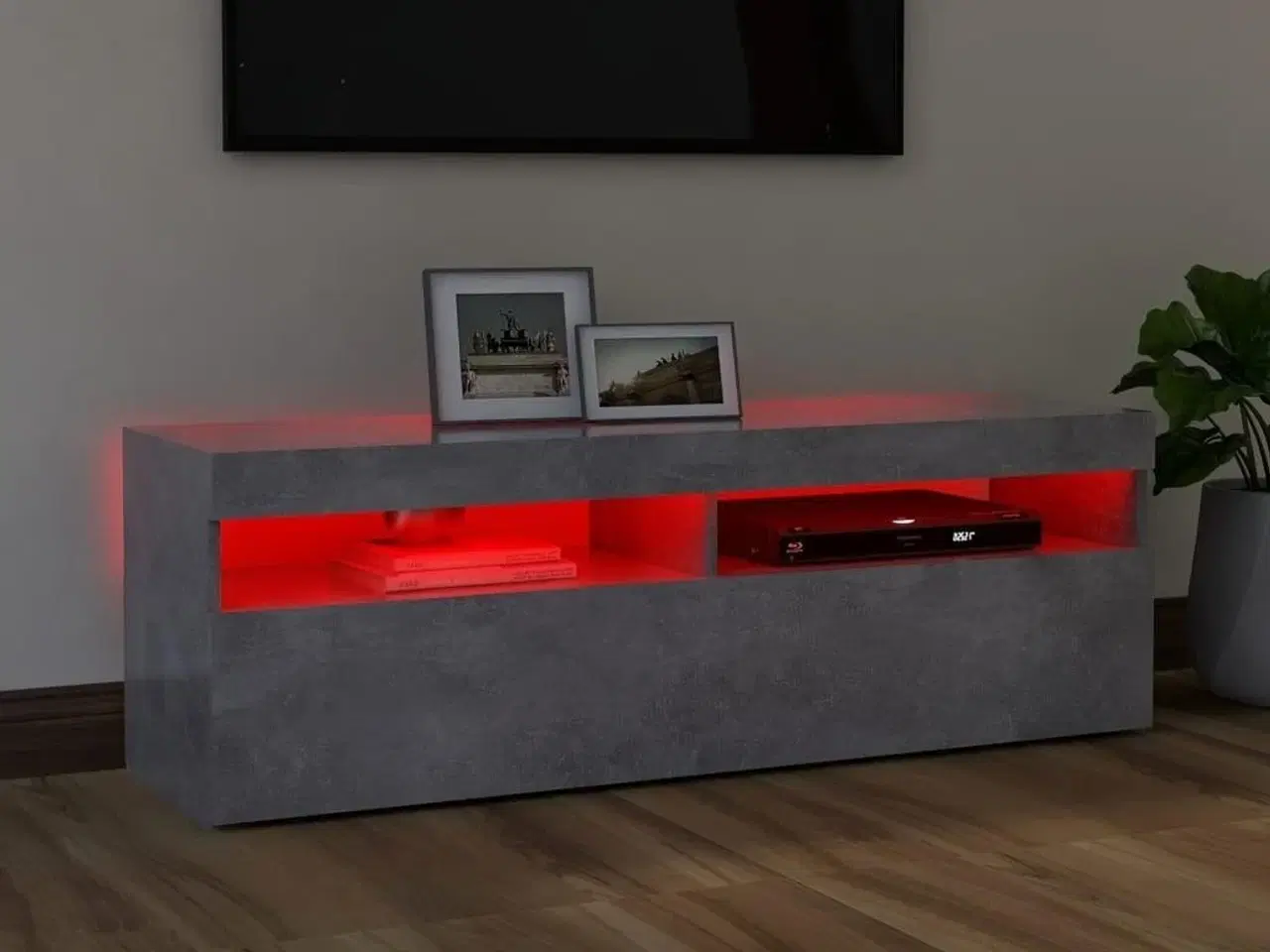 Billede 4 - Tv-bord med LED-lys 120x35x40 cm betongrå