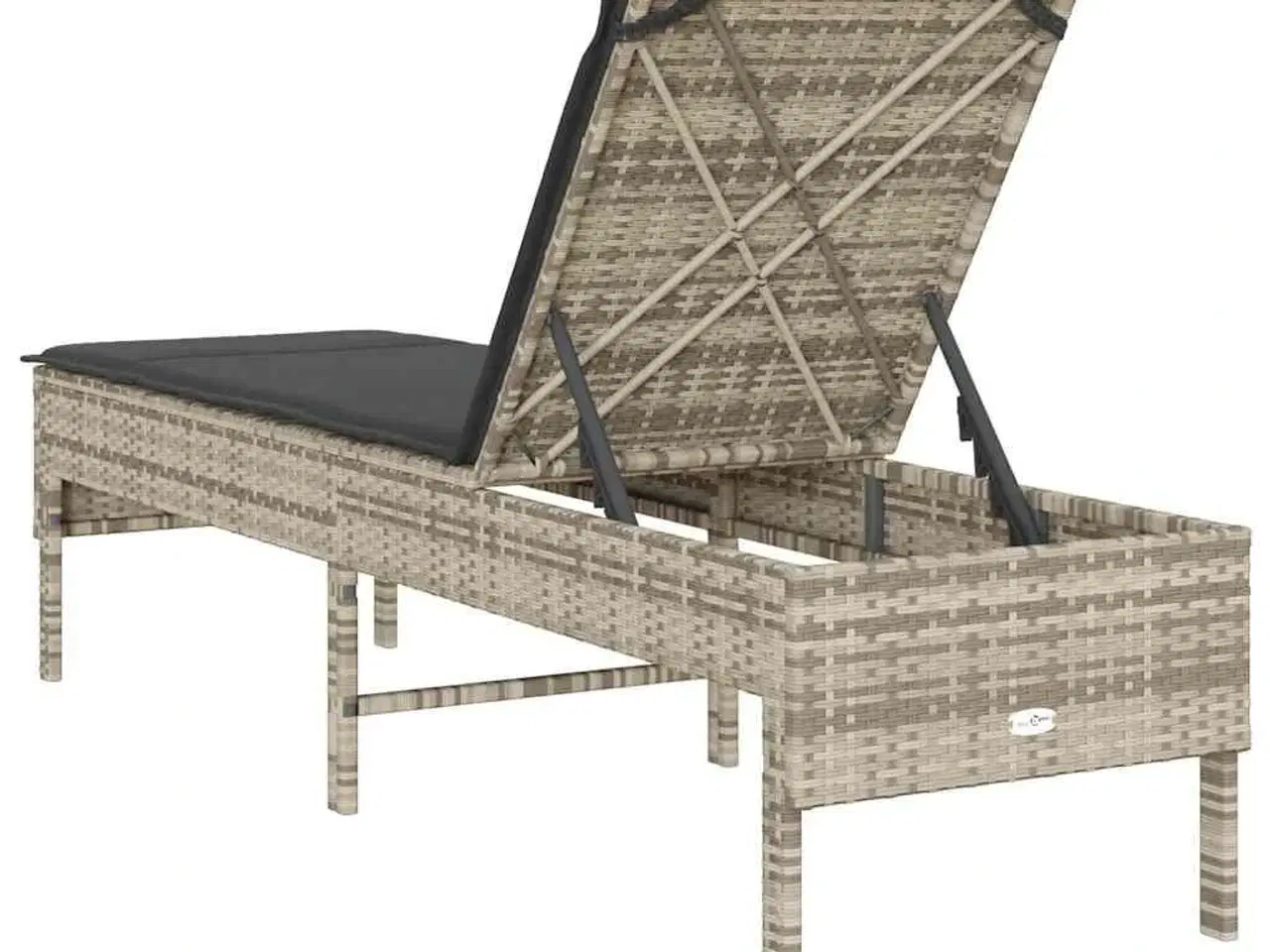 Billede 7 - Liggestol med hynde 55x200x44 cm polyrattan lysegrå