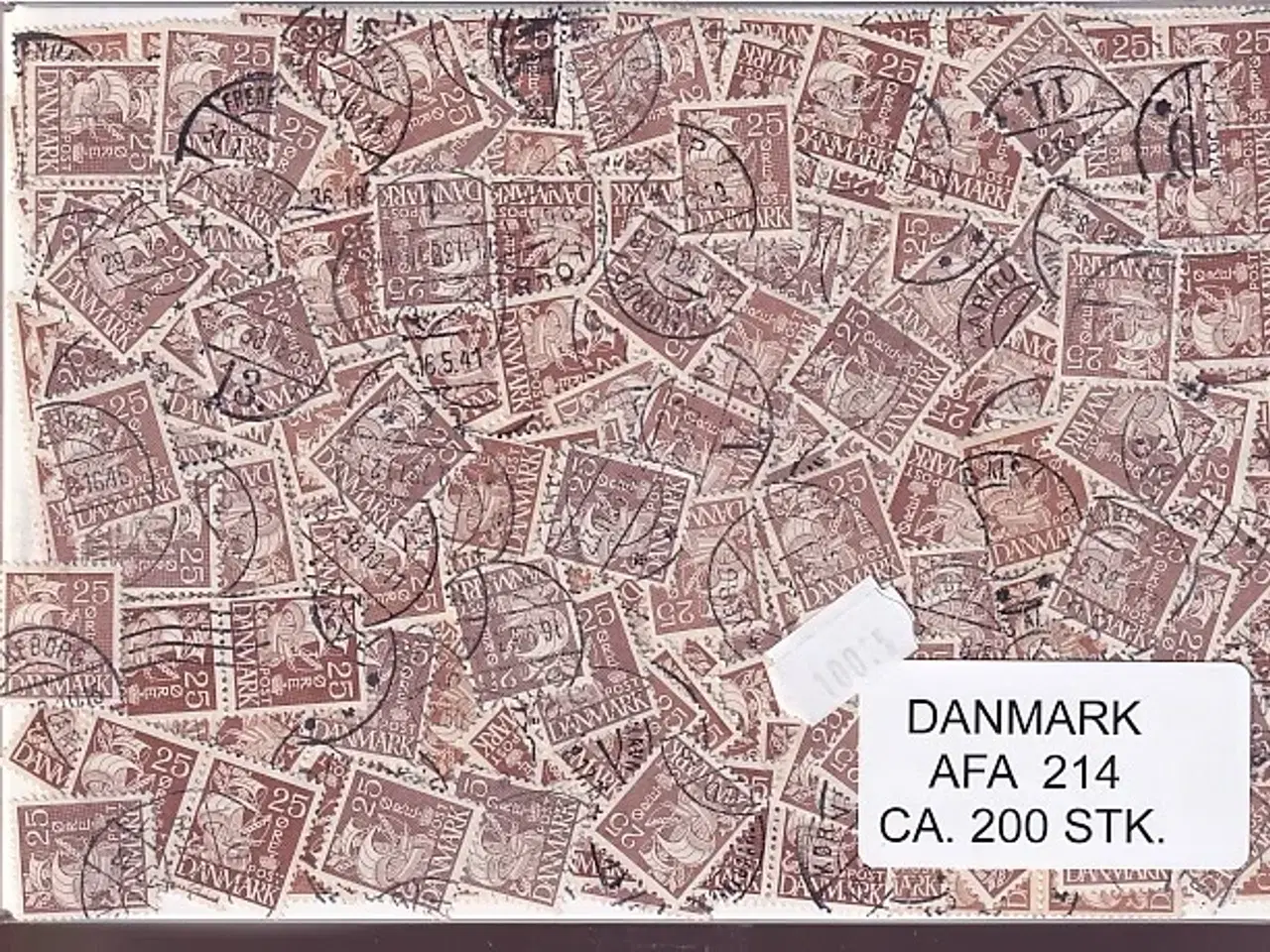 Billede 1 - Danmark 200 stk Afa 214 Stemplet/ustemplet.
