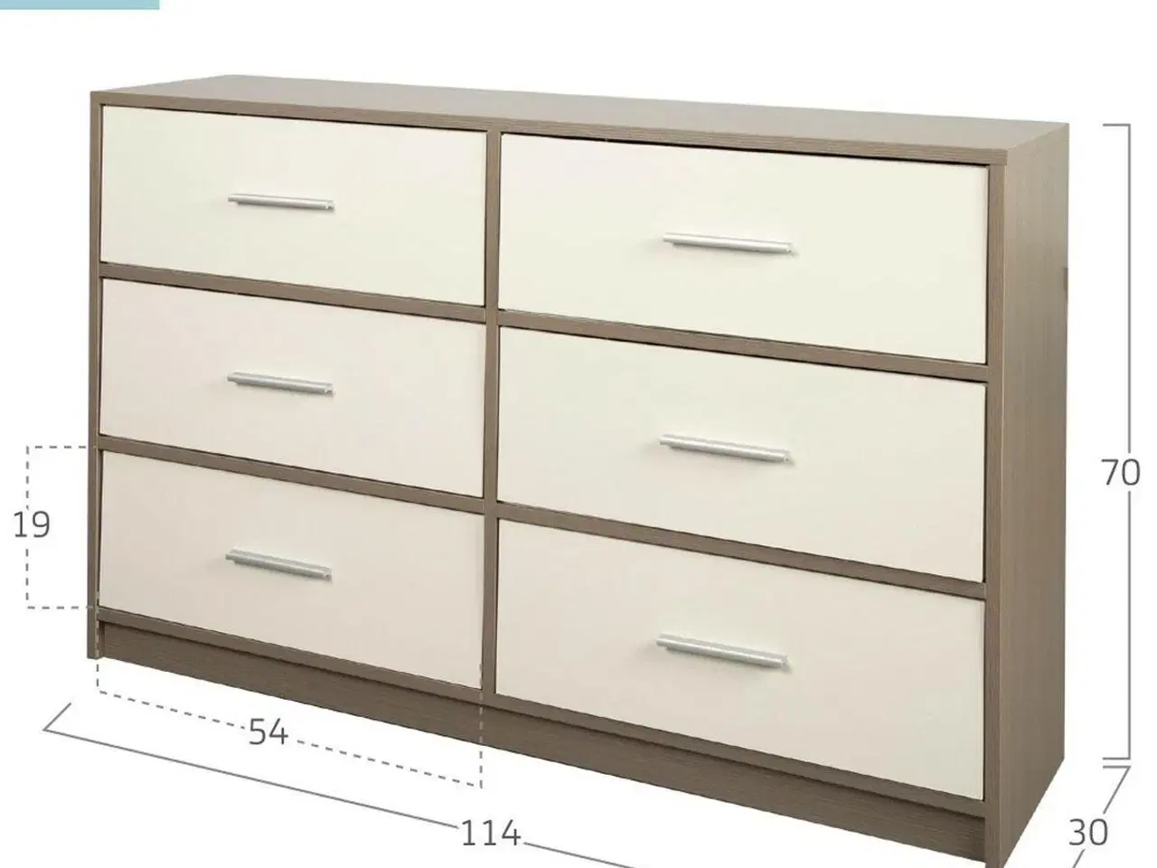 Billede 4 - Max Home kommode - hvid/grå, moderne, 114 × 70 × 30 cm
