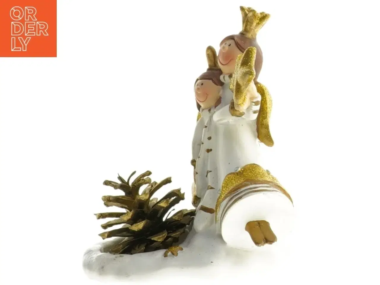 Billede 1 - Dekorativ figur med to engle og stjerne (str. 11x8x13,5 cm)