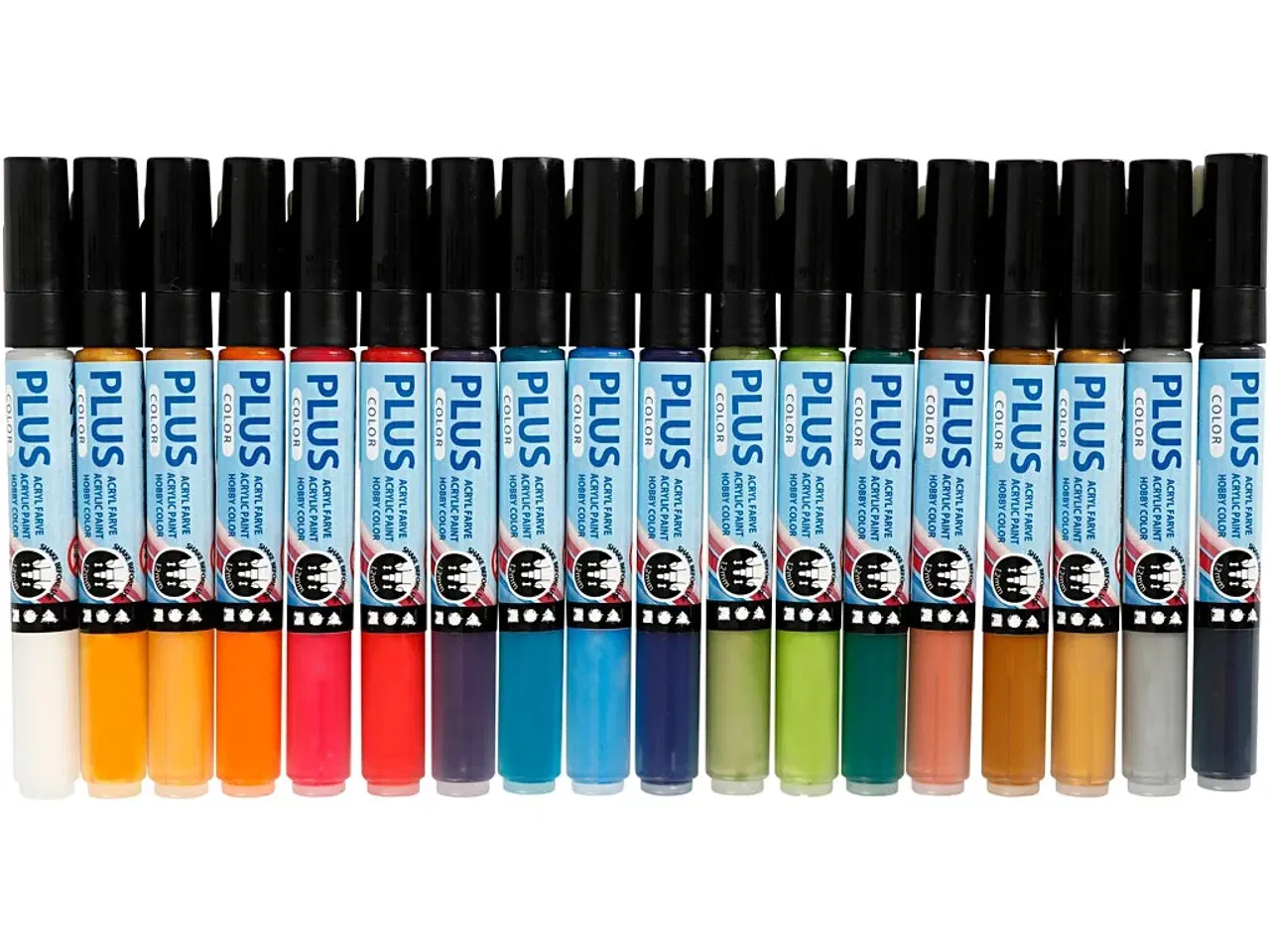 Billede 1 - Plus Color Tusch, L: 14,5 cm, streg 1-2 mm, ass. farver, 5,5 ml, 18stk./ 1 pk.