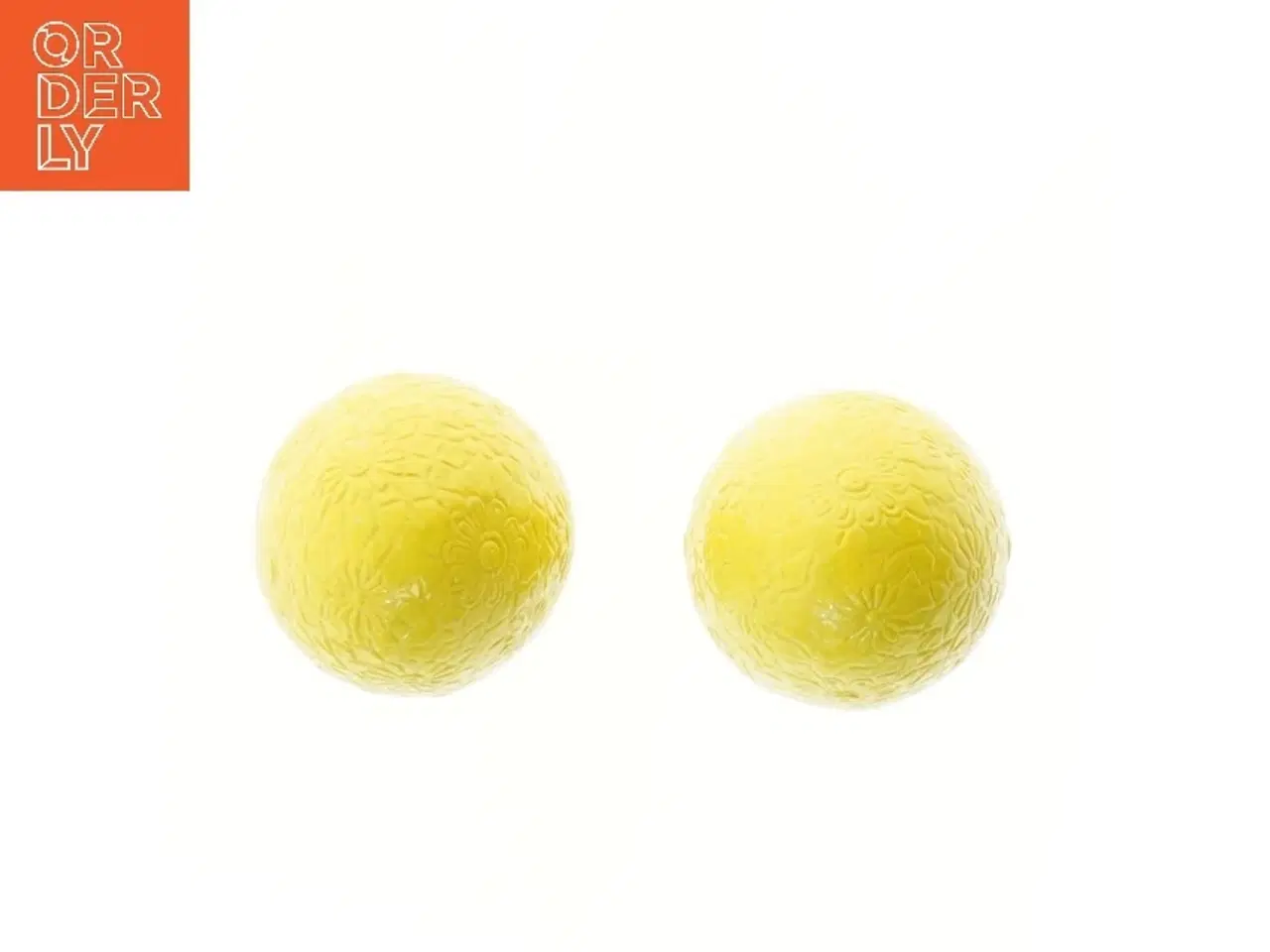 Billede 2 - Gule keramiske æg med blomsterdesign, 2 stk (str. 2 stk 9,5 cm)