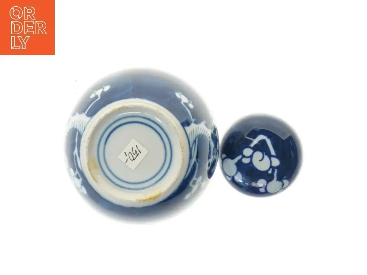 Billede 3 - Gammel ingefærkrukke i porcelæn med låg (højde 11,5 cm)