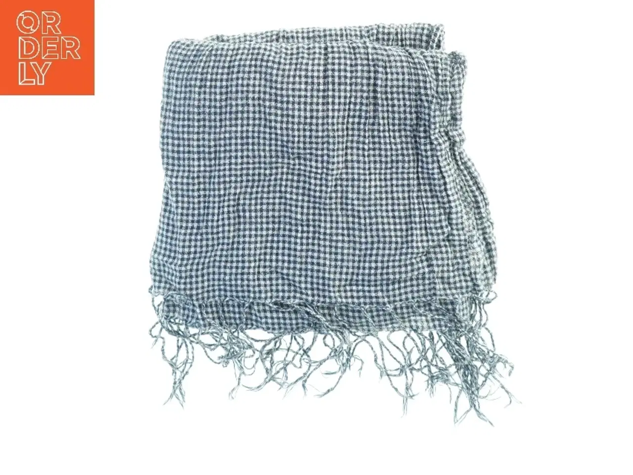 Billede 1 - Blåt og hvidt ternet tæppe (str. 155 x 70 cm)