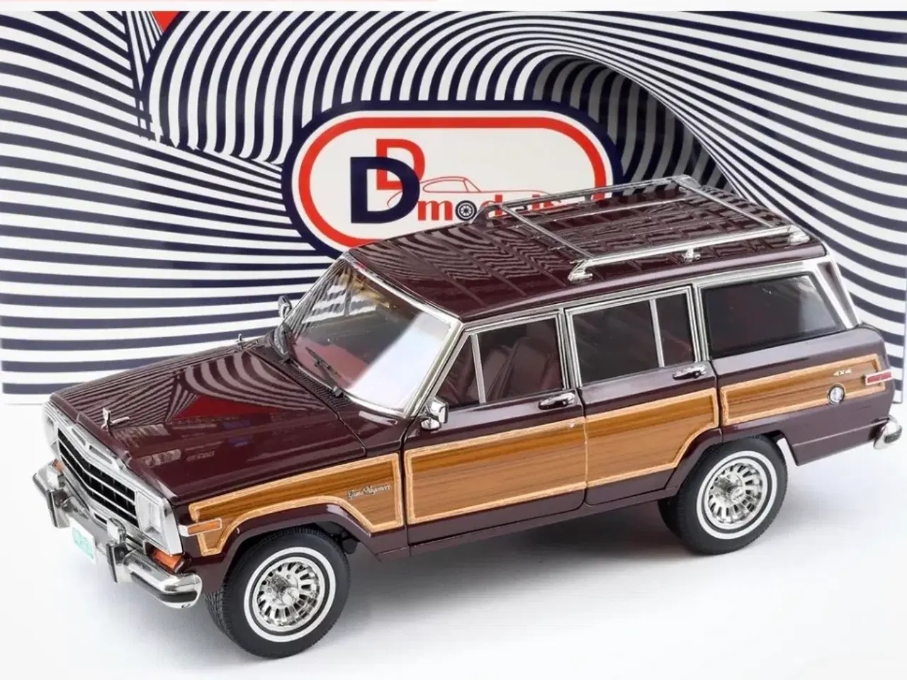 Billede 1 - 1:18 Jeep Grand Wagoneer 1991 mørk rød/træ