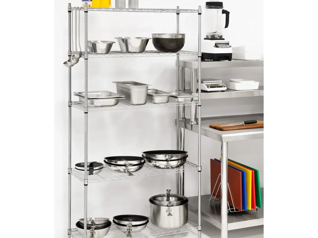 Billede 7 - Robust Gitterreol i Stål (90 x 35 cm) – 5 Hylder