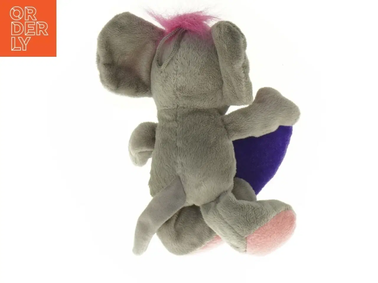 Billede 2 - Grå plysmus med hjerte (str. 16 cm)