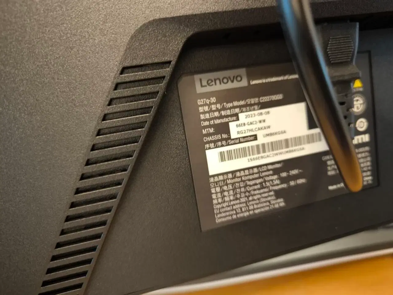 Billede 6 - 2 stk. skærme LENOVO G27Q-30 med holder, samt mus og tastatur