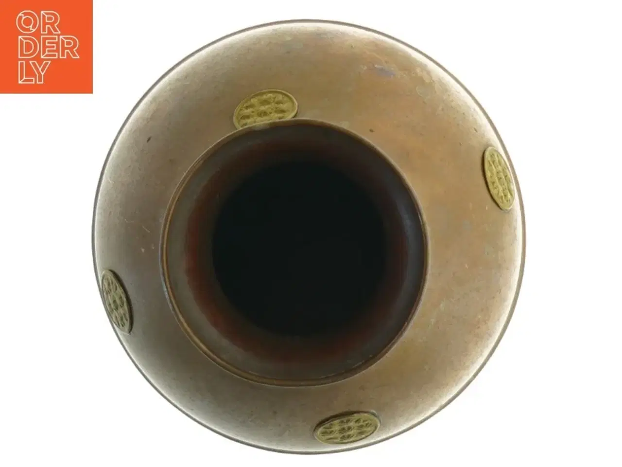 Billede 2 - Kobber vase med messing medaljoner (str. 16 cm)