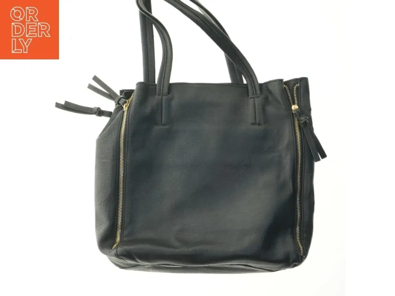 Billede 2 - Sort skuldertaske med lynlåse (str. 34x38 cm)