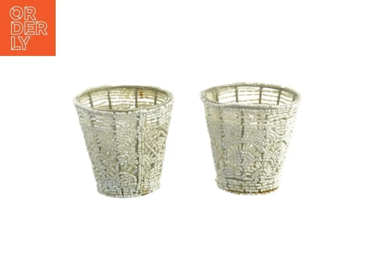 Billede 1 - Perledekorerede lysestager (str. 9 cm)