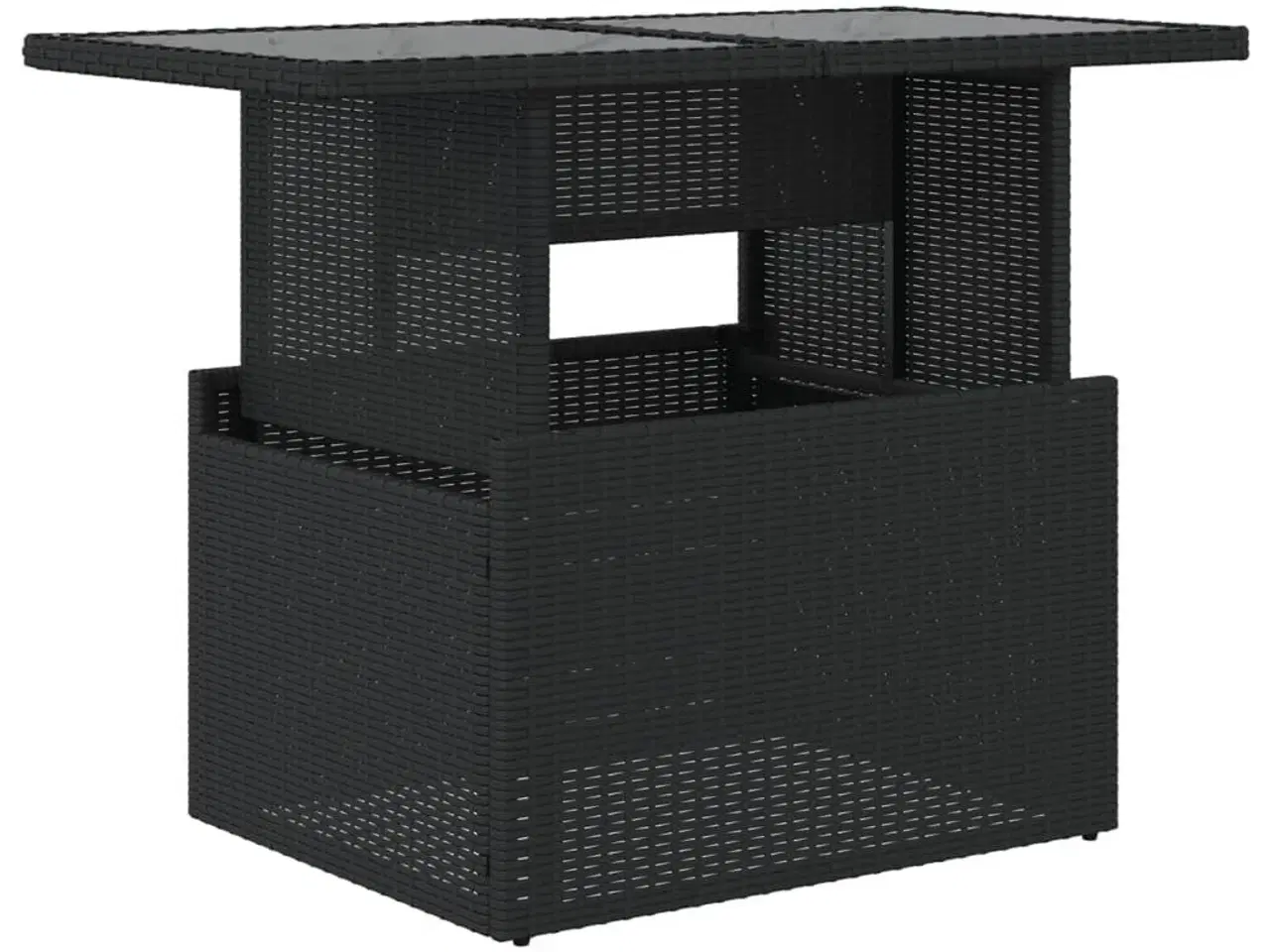 Billede 2 - Havebord med glastop 100x55x73 cm polyrattan sort