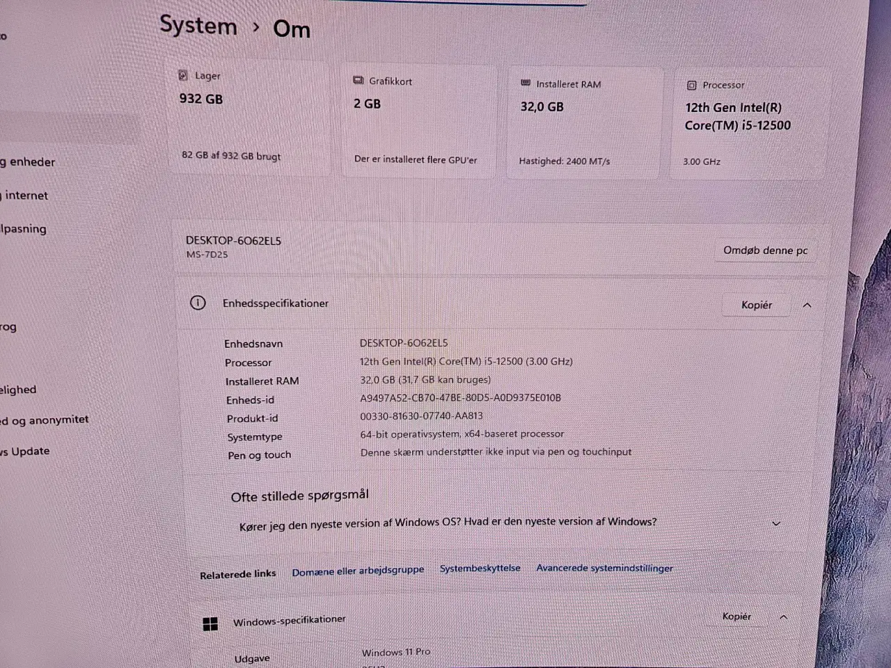 Billede 8 - MSI PRO Z690-A DDR4, Intel  i5, 32GB RAM, Win 11