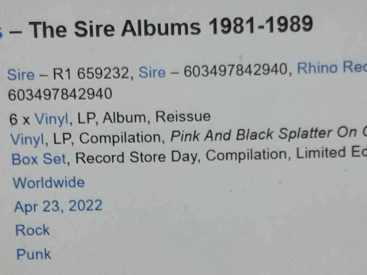 Billede 3 - Ramones .. the Sire albums