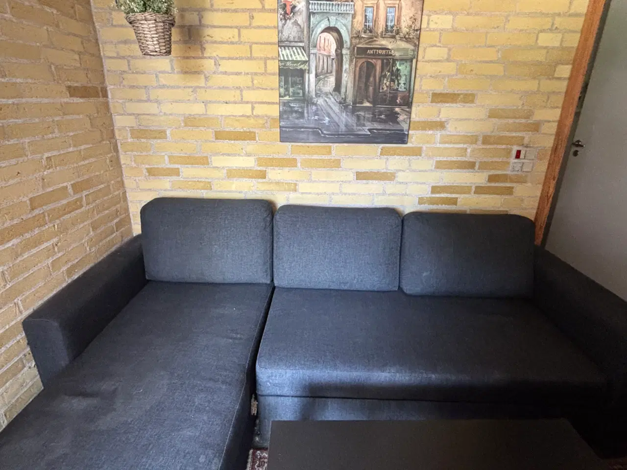 Billede 1 - Sovesofa chaiselong m opbevaring i mørkegråt stof