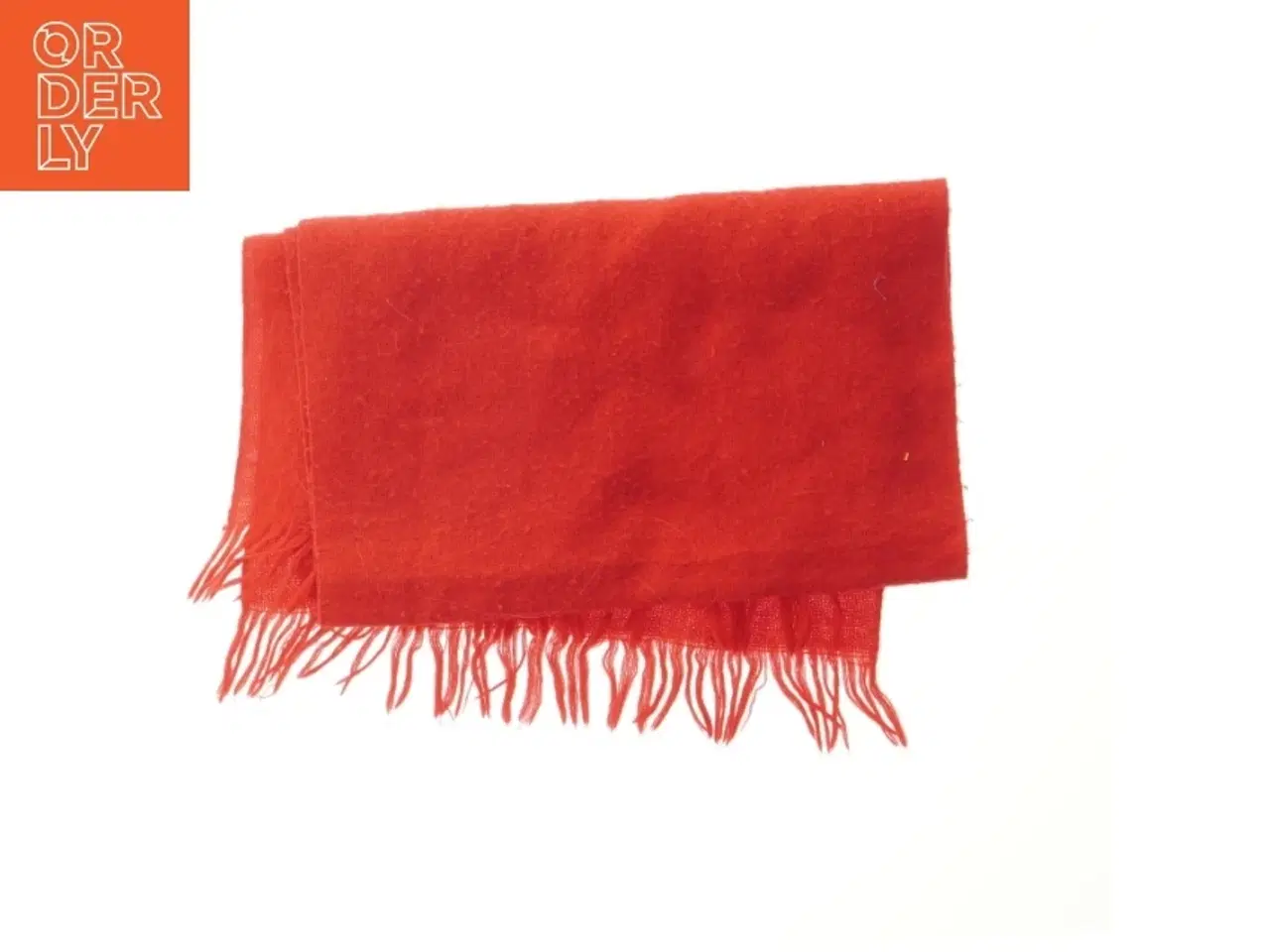 Billede 1 - Rødt tørklæde med frynser (str. 32x152 cm)