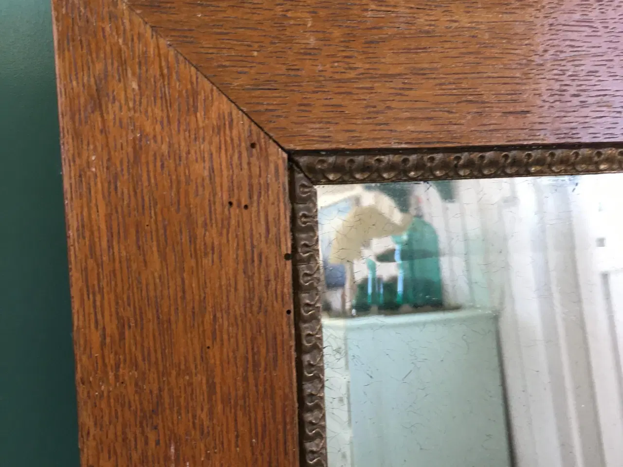 Billede 2 - Fint gammelt spejl med egetræsramme
