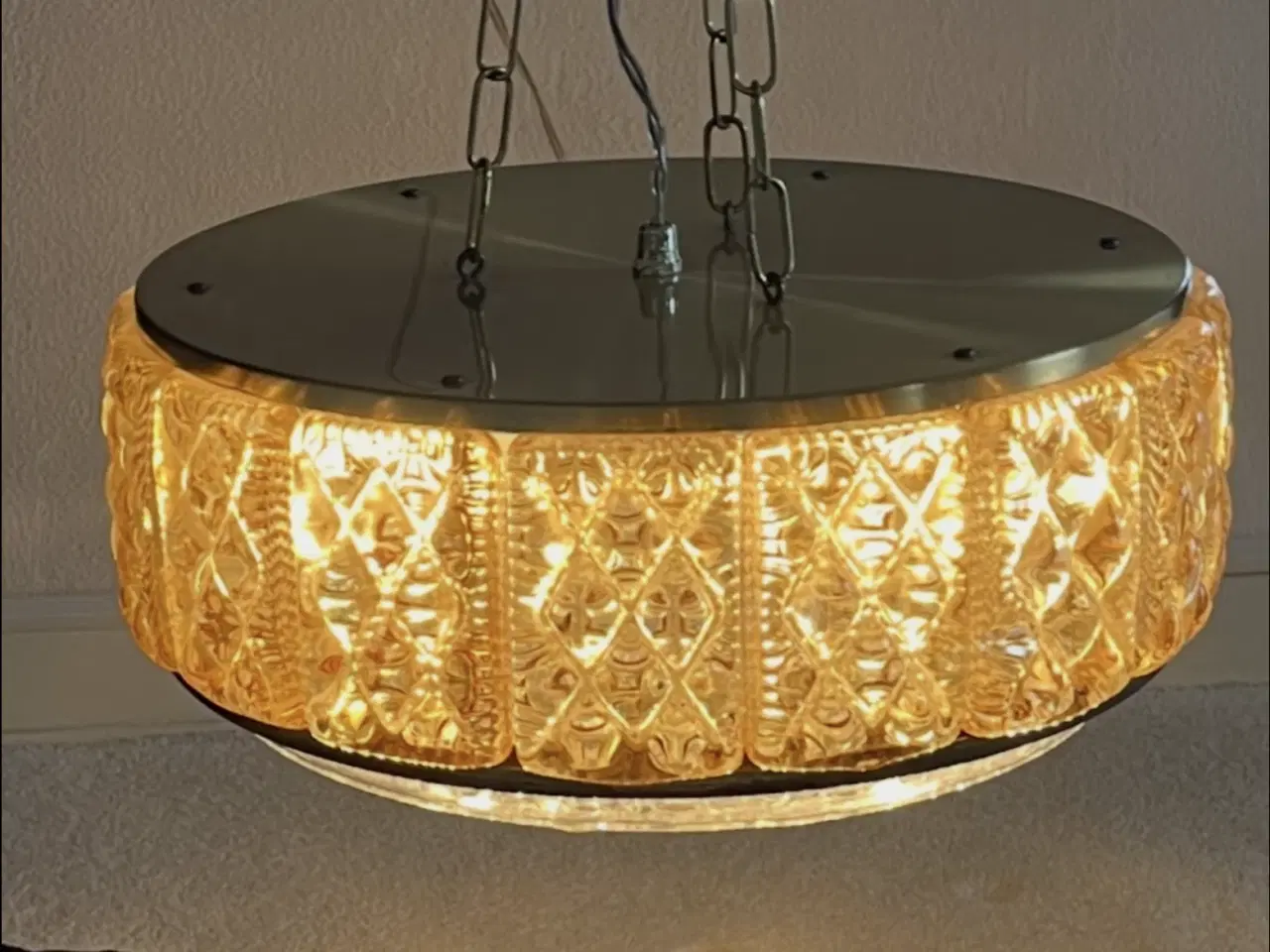 Billede 1 - Loftlampe i messing og glas