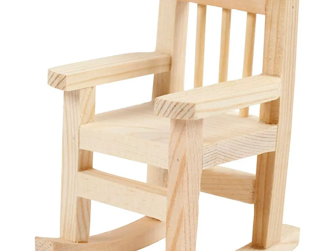 Billede 1 - Elegant Lille Gyngestol i Lyst Træ - 8,8 cm