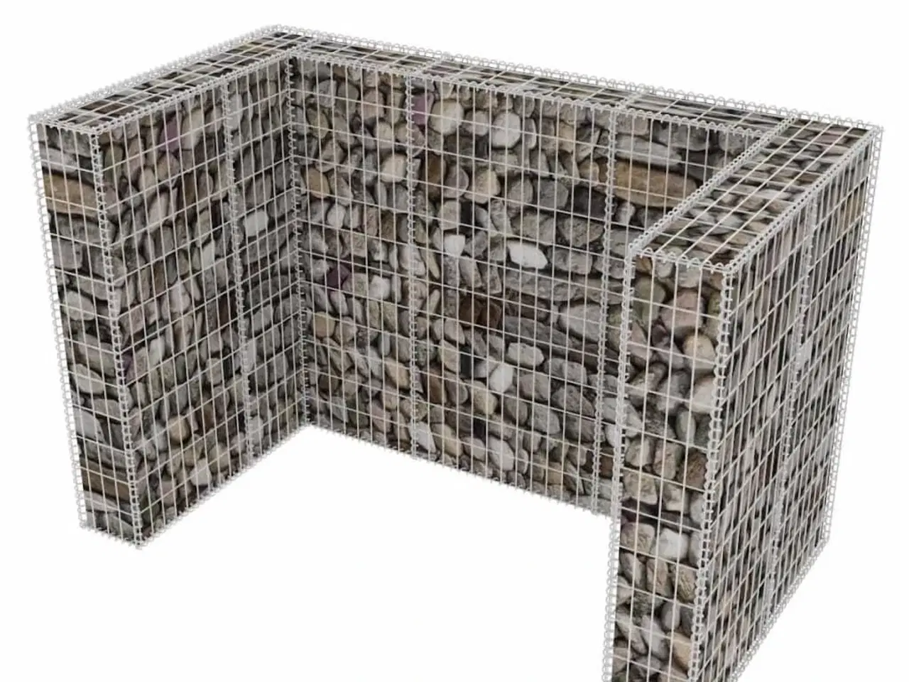 Billede 3 - Gabion-afskærmning til 2 affaldsbeholdere 180x100x120 cm stål