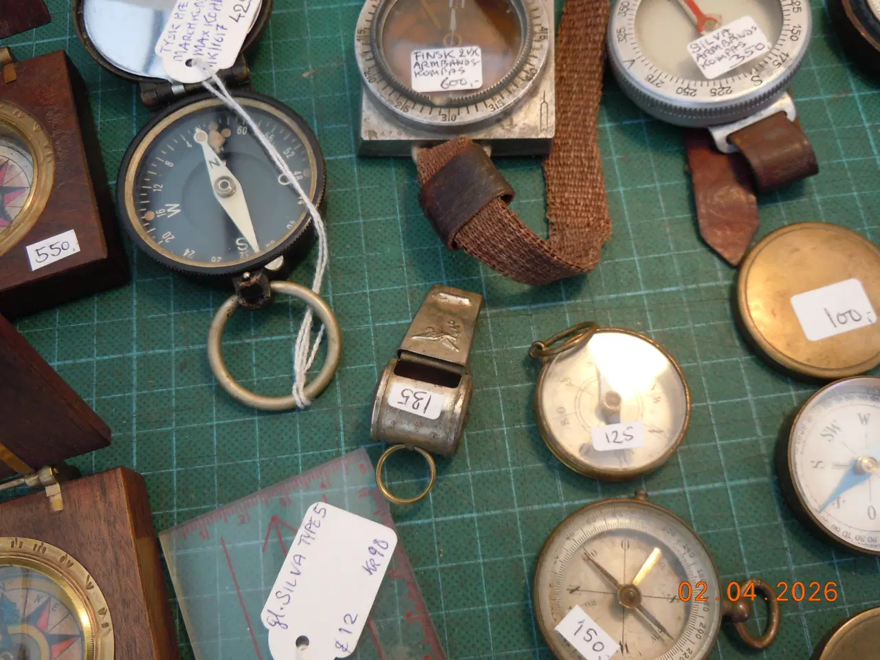 Billede 15 - Samling kompasser, Solur, træ, messing, bronze M.V