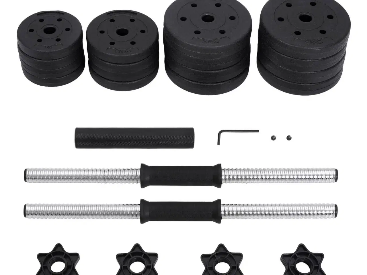 Billede 5 - Håndvægte sæt justerbare 2-i-1 – SONGMICS 2 × 15 kg med vægtstang, sort
