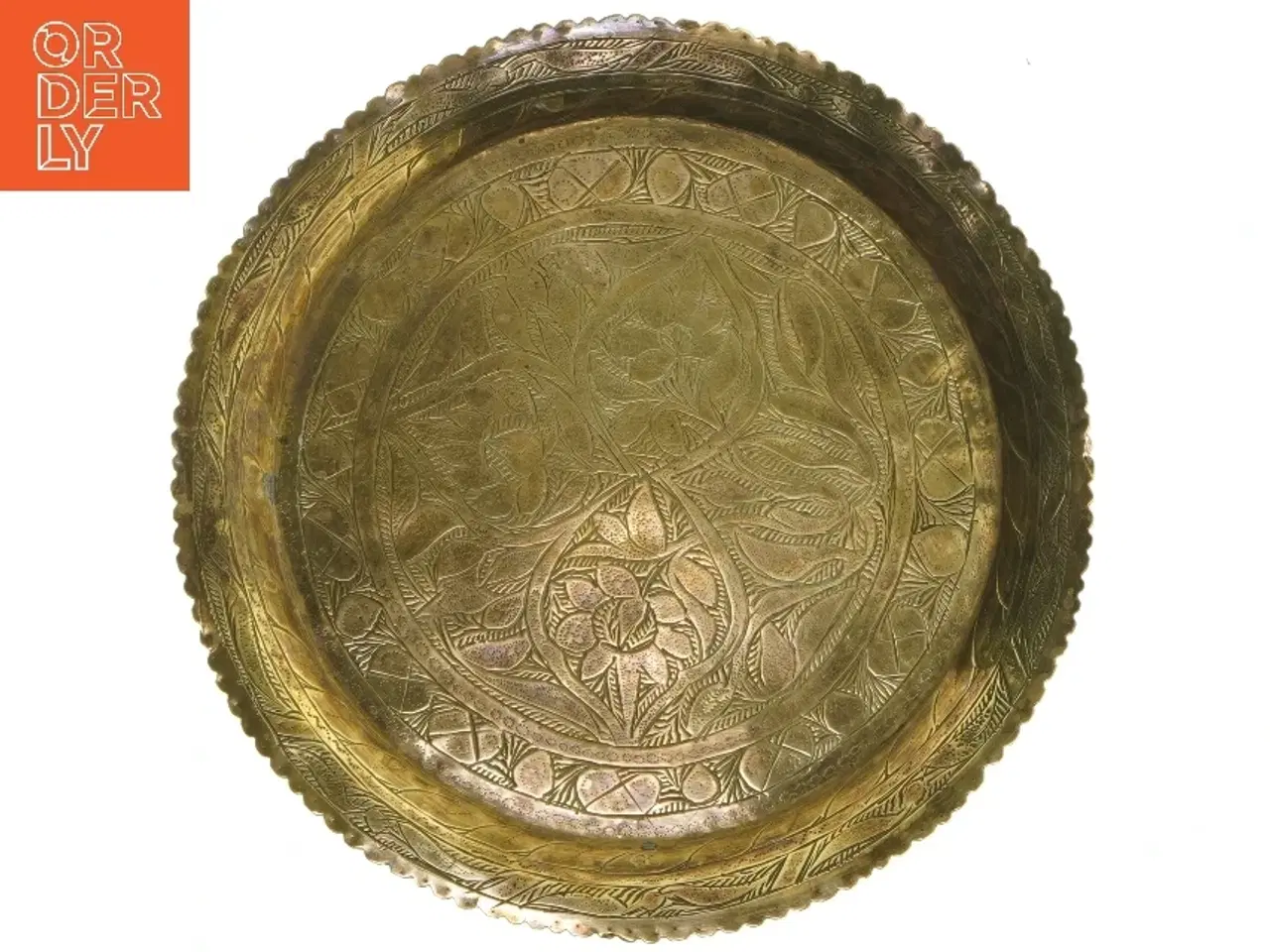 Billede 4 - Messingfad med indgraveret mønster (str. Ø 23 cm)