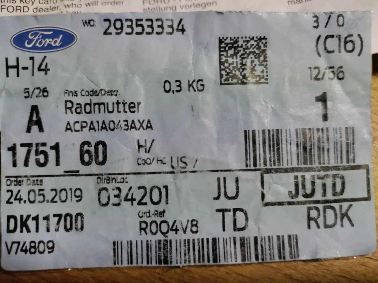 Billede 1 - låsemøtrikker til Ford modeller