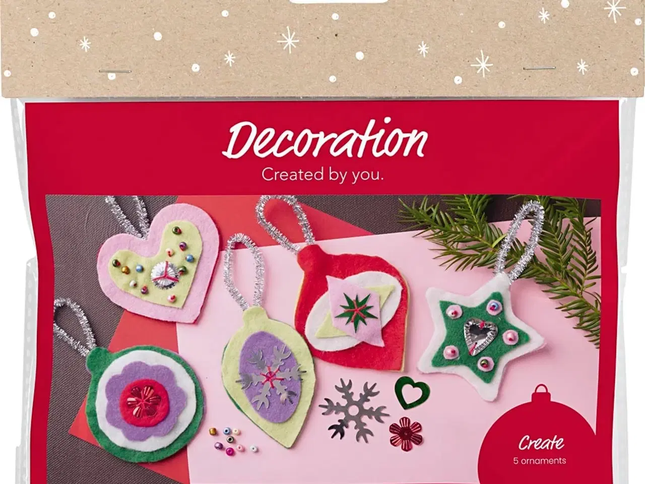 Billede 1 - Mini DIY Kit Dekoration, Julepynt i filt, ass. farver, 1 pk.