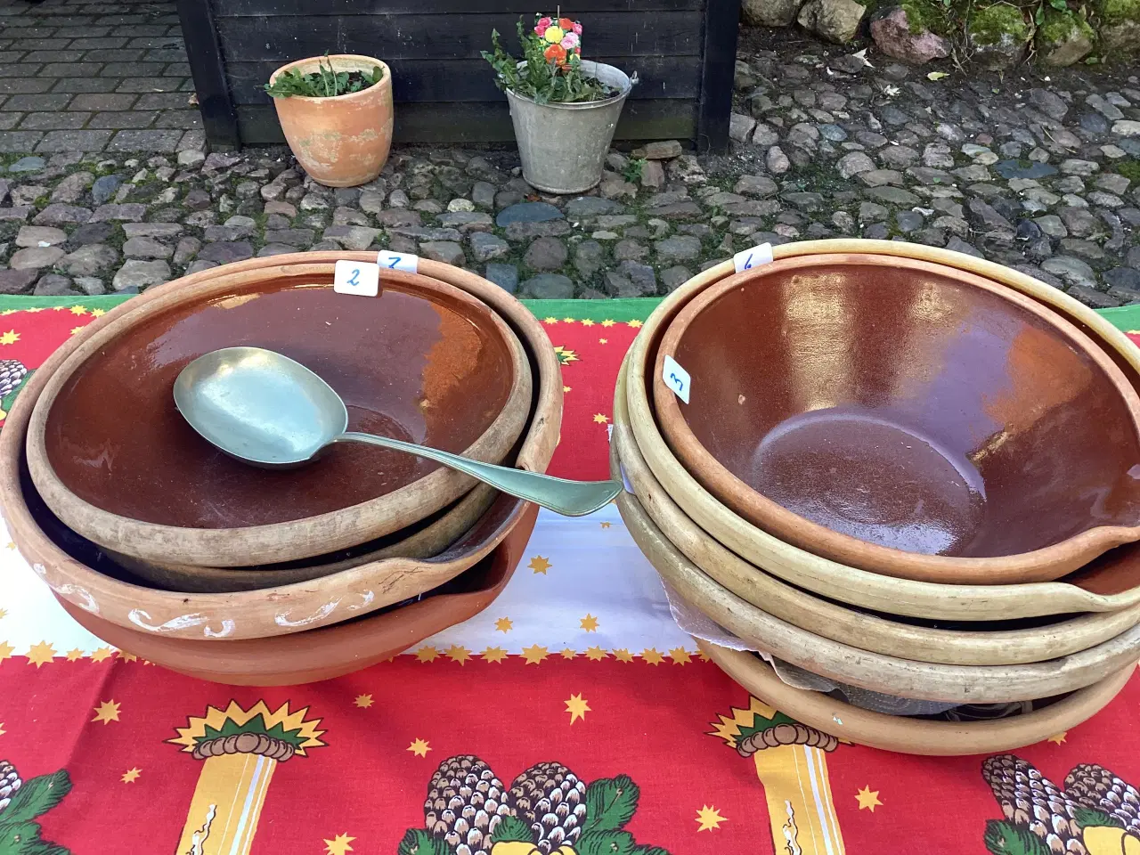 Billede 1 - Vintage lerfade med glasur indvendig