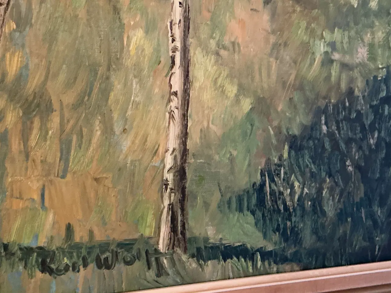 Billede 2 - Oliemaleri af Karl Wolf: Smukt Motiv fra Mølleåen 