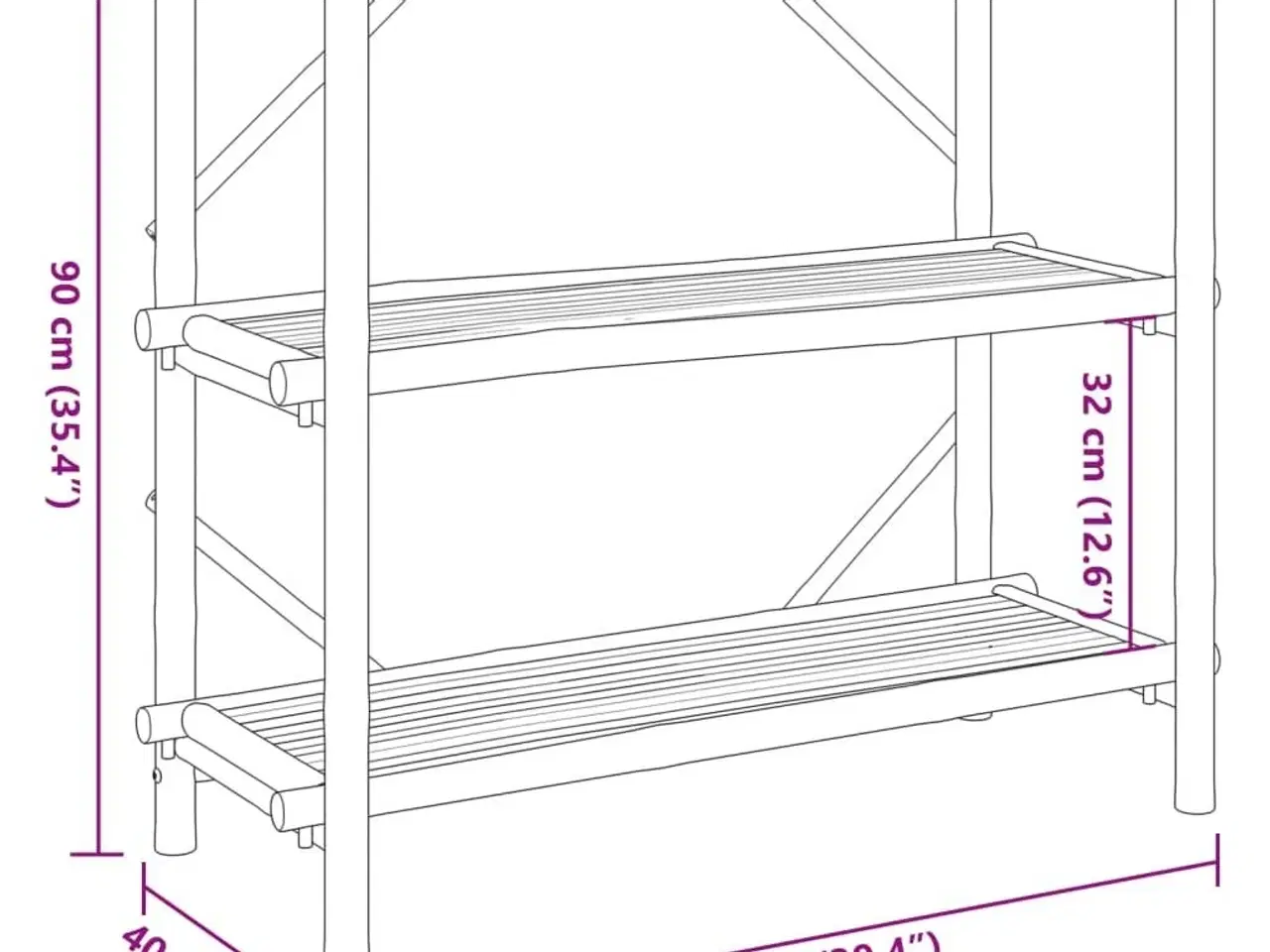 Billede 8 - Reol med 3 hylder 100x40x90 cm bambus