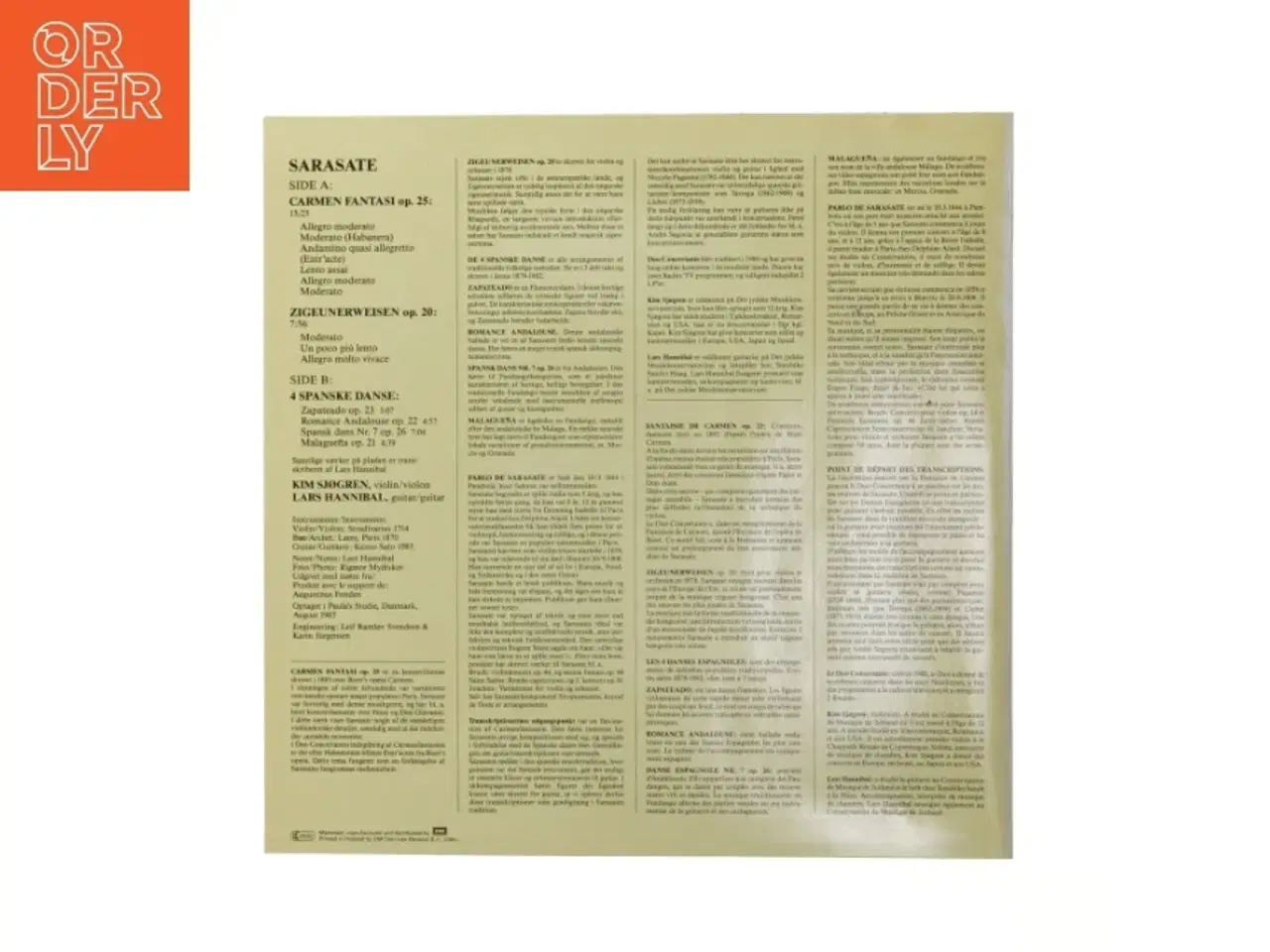 Billede 2 - Sarasate vinylplade med klassisk musik fra EMI