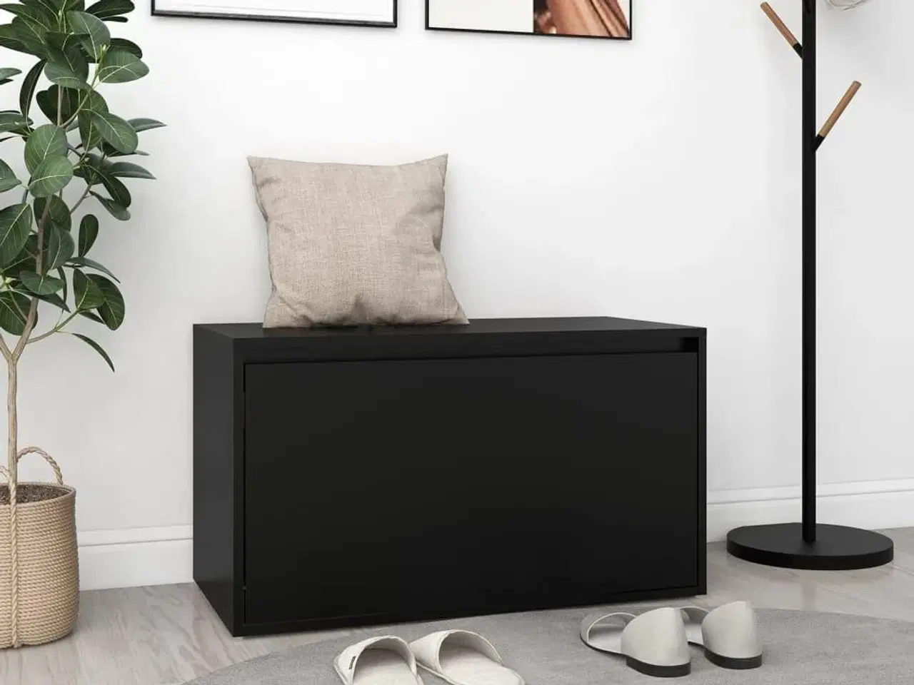 Billede 1 - Entrébænk 80x40x45 cm konstrueret træ sort