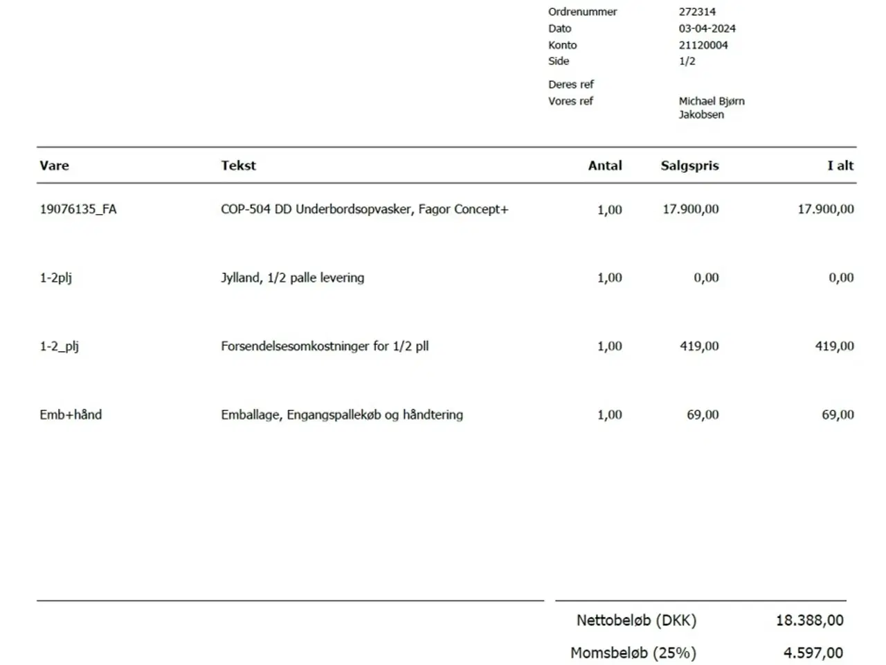 Billede 2 - Opvasker *(STADIG GARANTI)* fra Fagor m. Bwt beh.