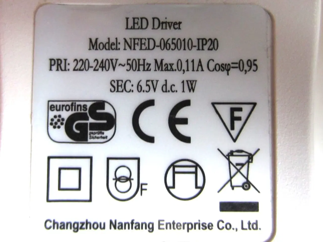 Billede 2 - Strømforsyning NFED-065010-IP20 6,5V 1W LED Driver