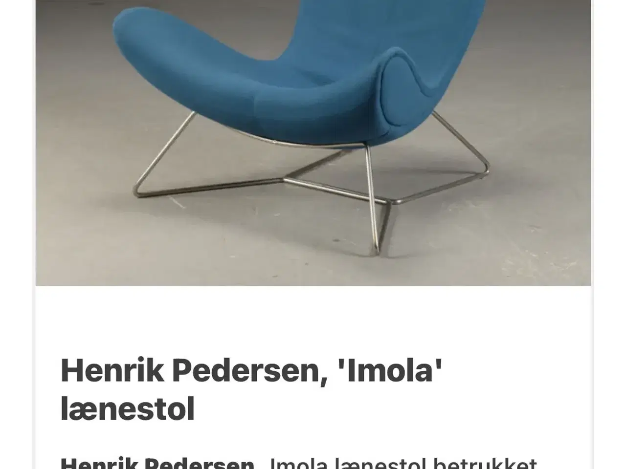 Billede 2 - Henrik Pedersen Imola lænestol 