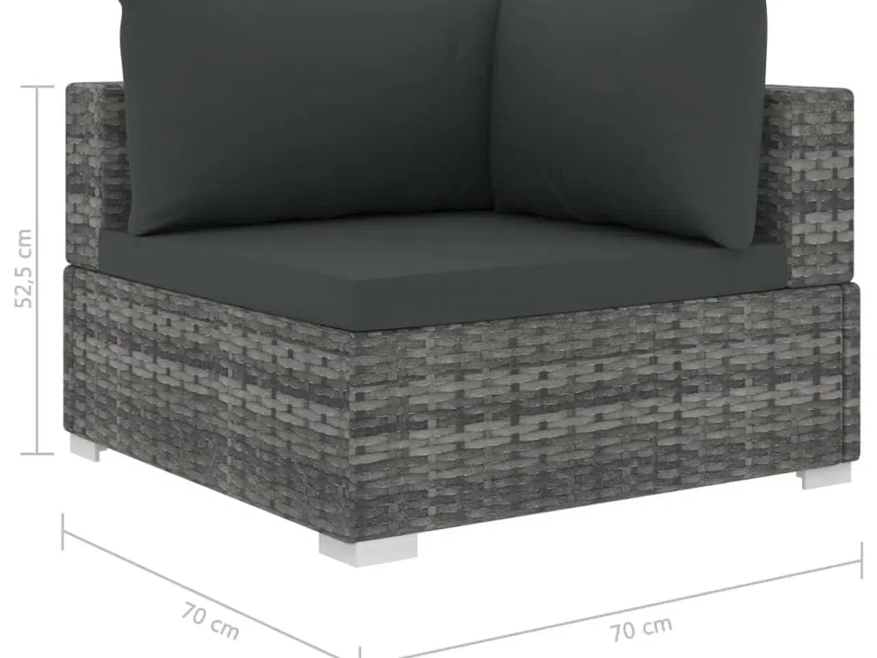 Billede 8 - Loungesæt til haven 5 dele med hynder polyrattan grå