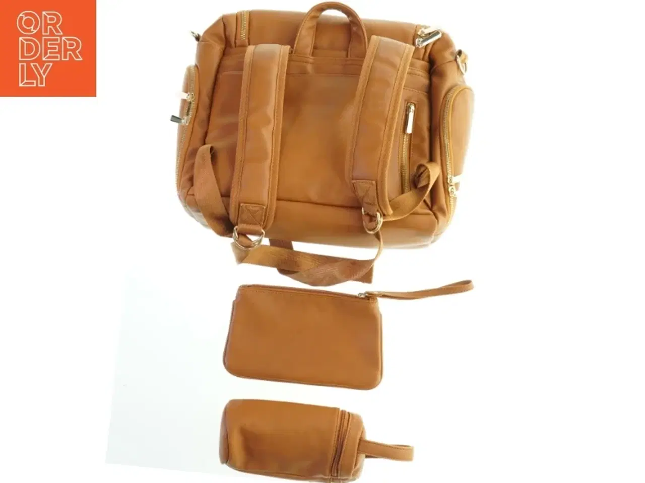 Billede 2 - Tan pusletaske rygsæk med ekstra tasker (str. 35x40 cm)