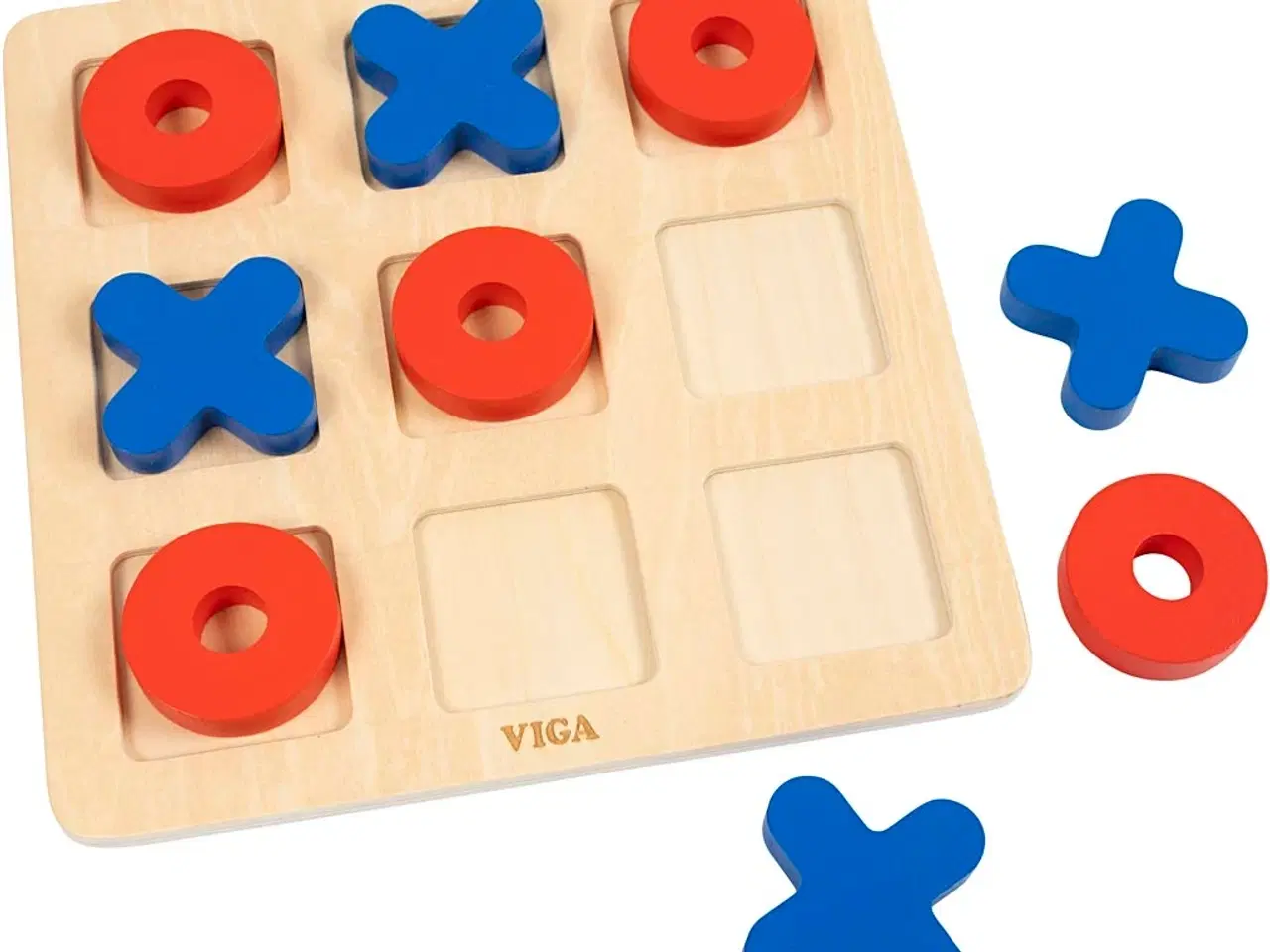 Billede 1 - VIGA Kryds og Bolle Spil i Træ - 22x22 cm