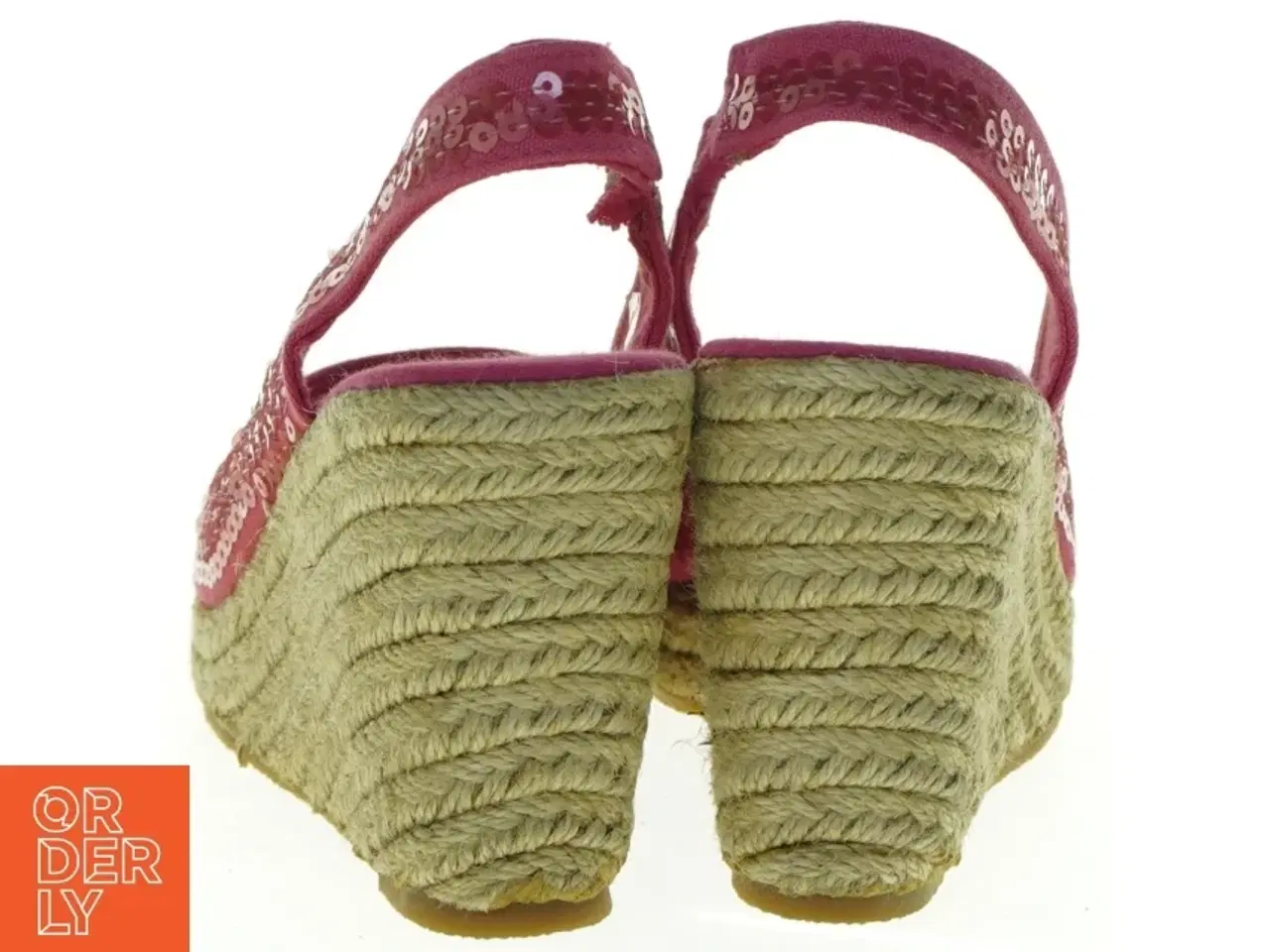 Billede 3 - Røde stof wedges sandaler med palietter fra ILSE JACOBSEN Hornbæk (str. 37)