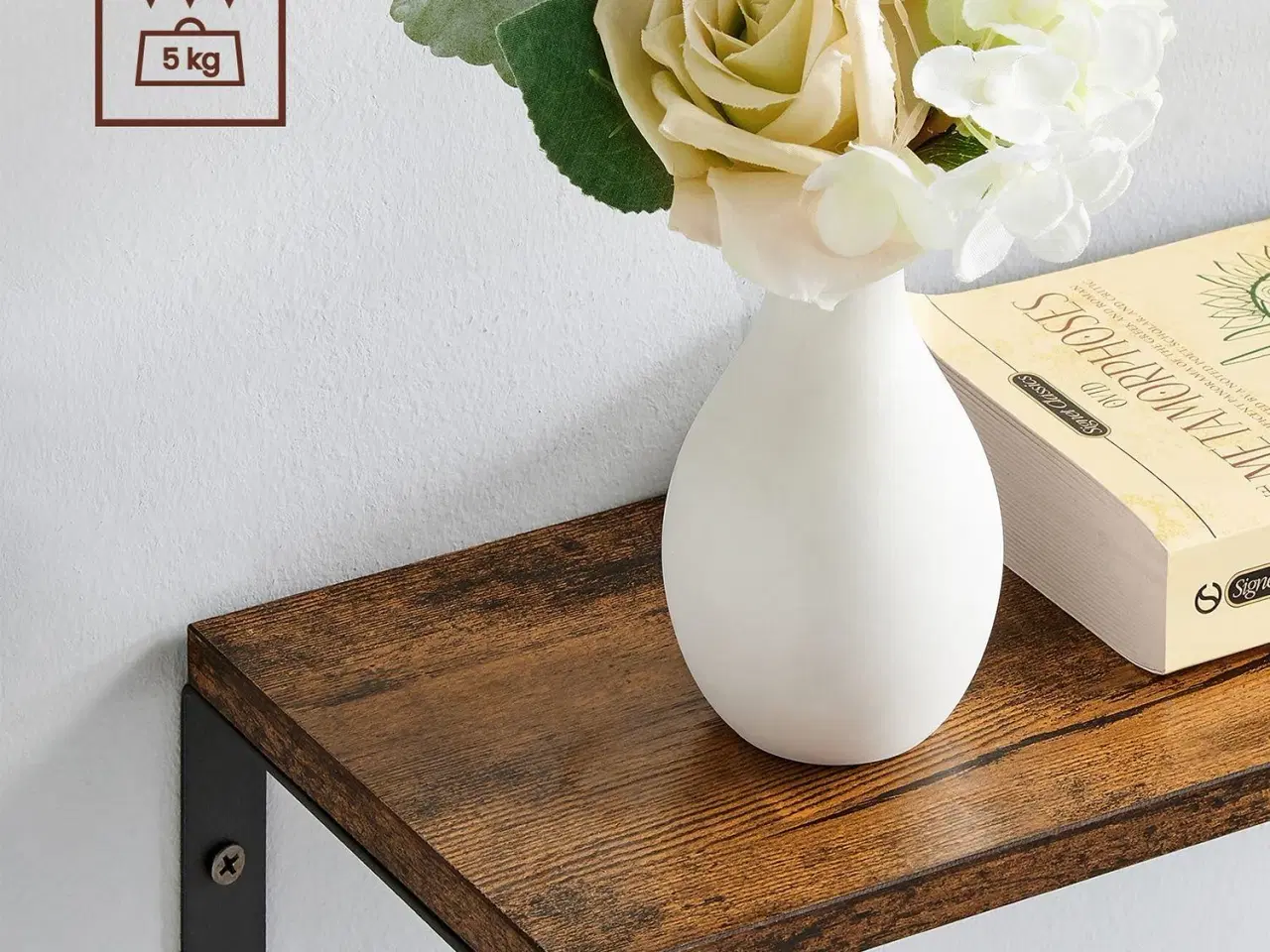 Billede 6 - Væghylder sæt med 3 flydende hylder, rustik brun/sort