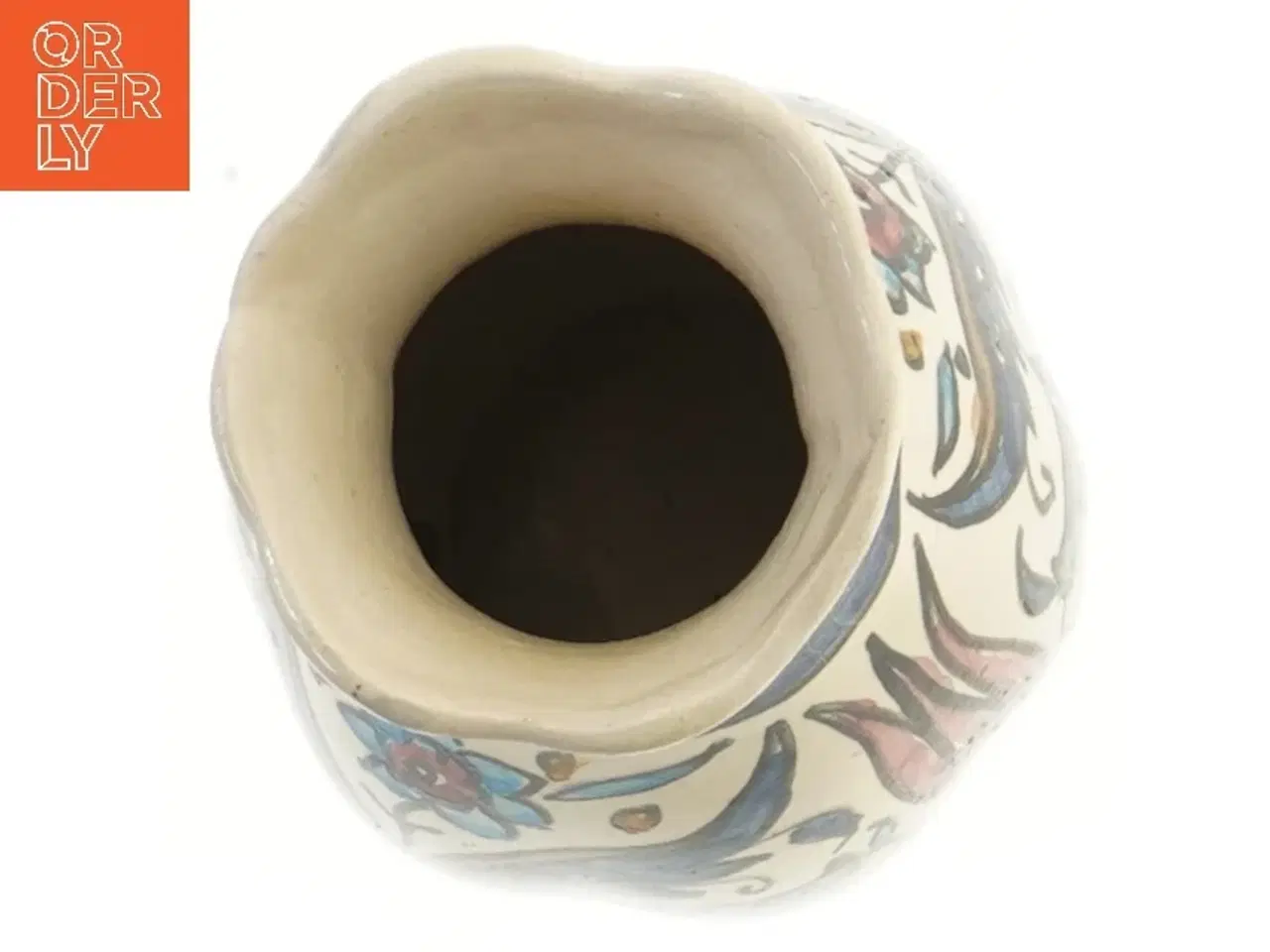 Billede 2 - Dekorativ vase med håndmalede mønstre (str. Ø 8 cm længde 22,5 cm)