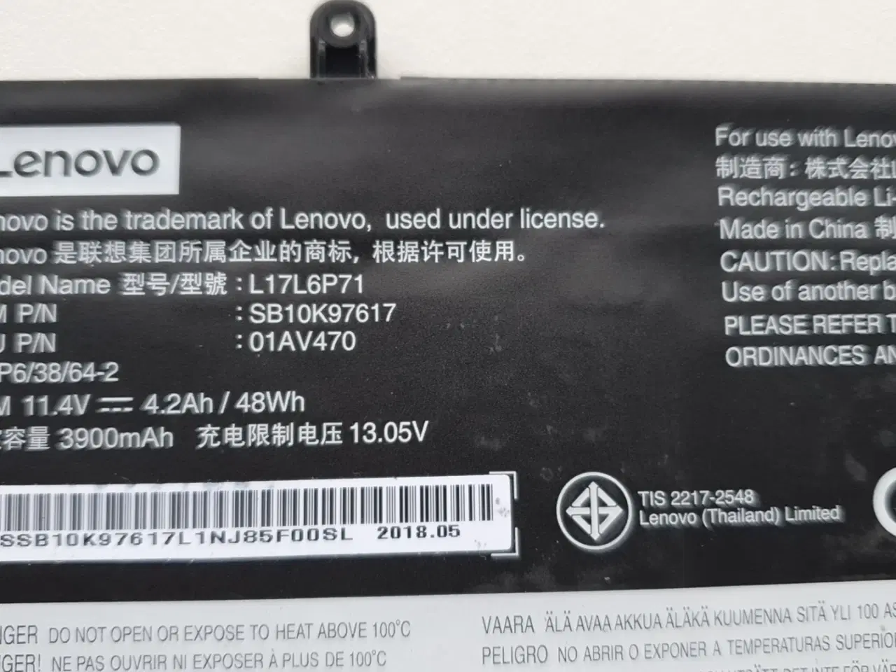 Billede 1 - Lenovo ThinkPad batteri L17L6P71