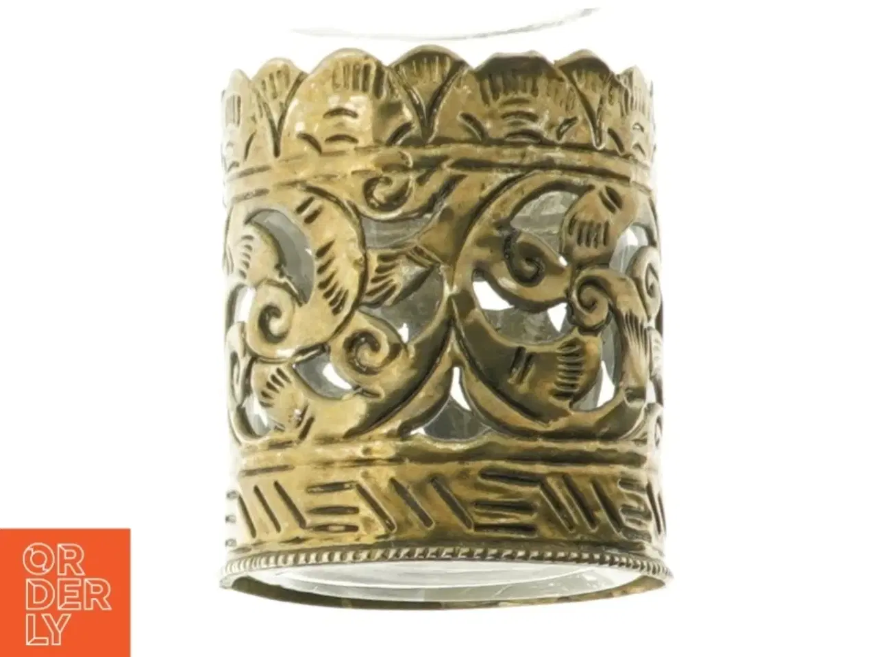 Billede 2 - Glas vase med metalornamentik (str. 10 x 7 cm)