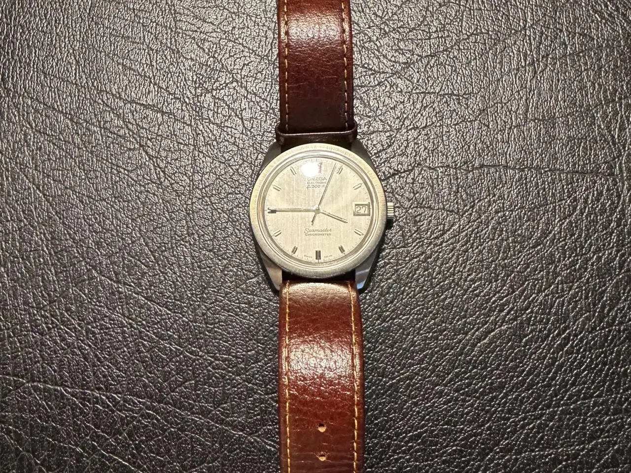 Billede 3 - Omega Armbåndsur Sølvfarvet med Brun Læderrem