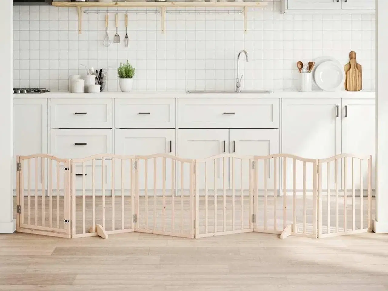 Billede 1 - Hundelåge med dør 6 paneler 300 cm poppeltræ