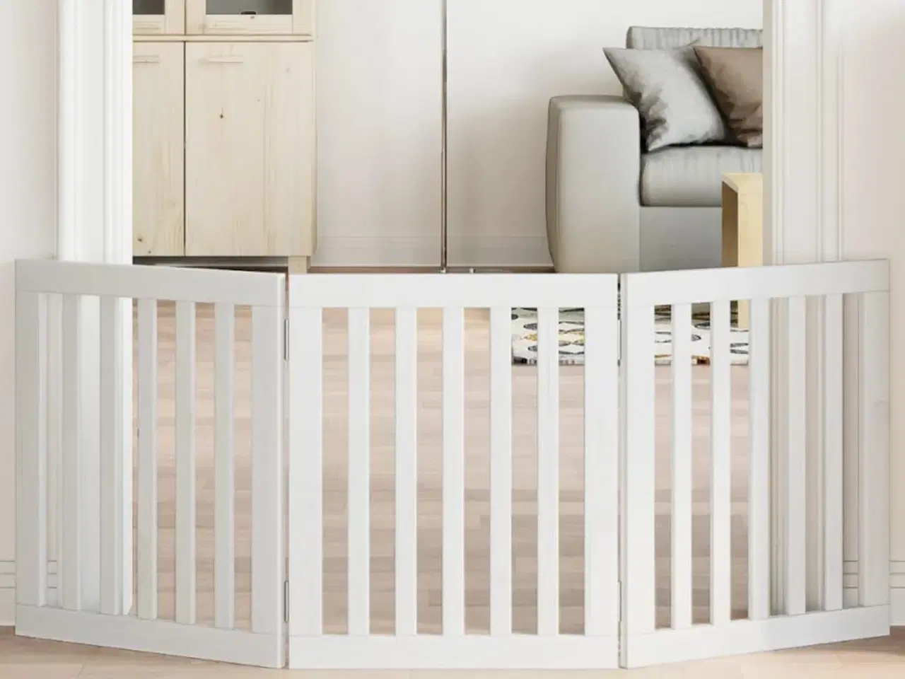 Billede 1 - Hundelåge 3 paneler 150 cm foldbar poppeltræ hvid